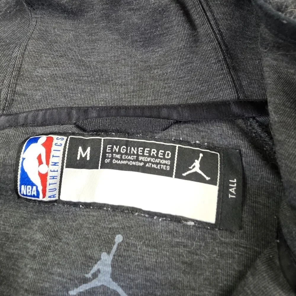 NBA Charlotte Hornets Basketball Full Zip Hoodie Gray W/Pockets Size Medium Tall